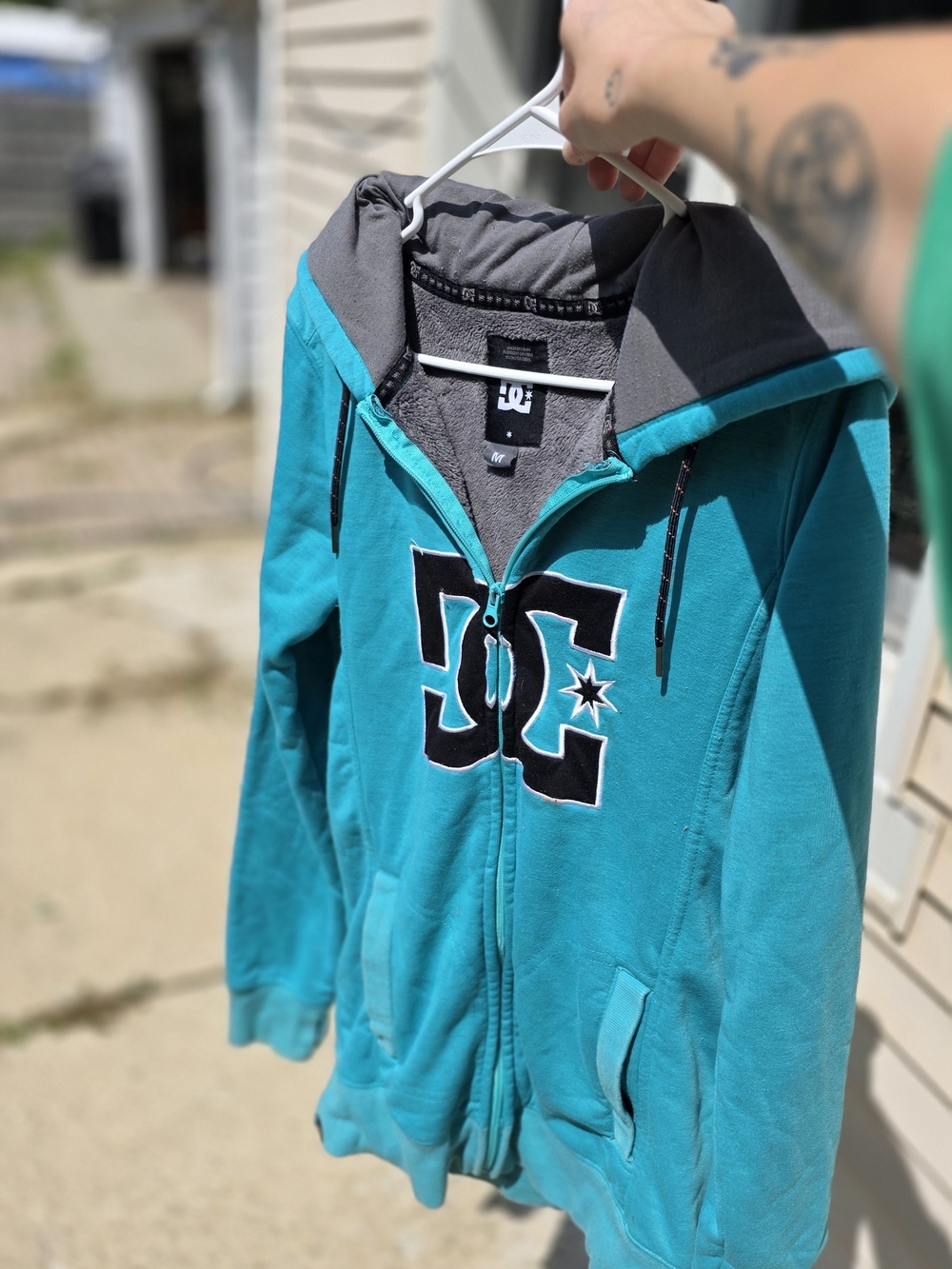 DC Teal Zip Hoodie with Gray Lining for Kids